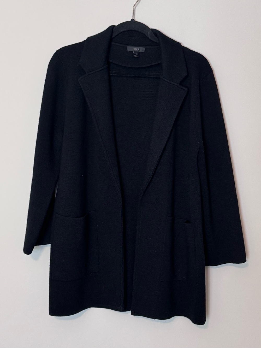 J.Crew  Black 100% Merino Wool Sweater Blazer Women’s Medium